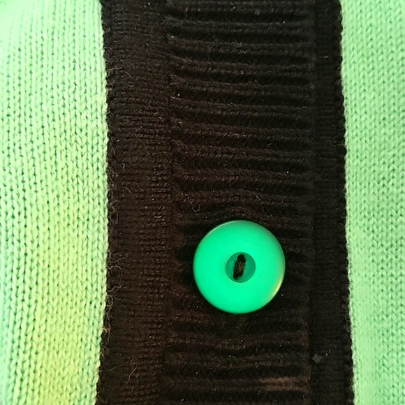 BOB MACKIE SWEATER SZ XXS GREEN/BLACK WEARABLE ART CARDIGAN 3/4 SLEEVES - Picture 5 of 8